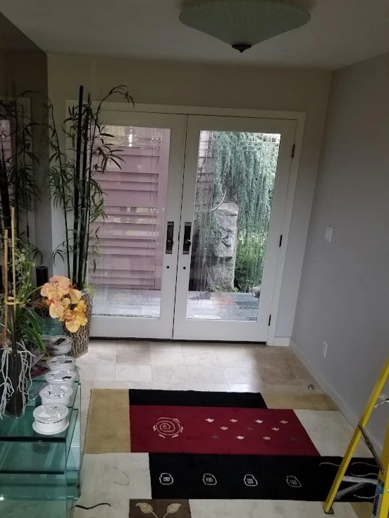 Interior view of glass French door replacement, Portland OR